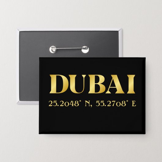Lux Gold Dubai Breedte- en Lengtegraad Button (Voorkant / Achterkant)
