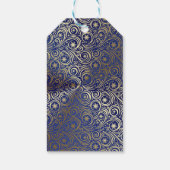 Lux Gold en Blue Snowflake Scrolls Cadeaulabel (Achterkant)