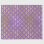 Lux Gold Fleur de Lis en Amethyst Cadeaupapier (Vlak)