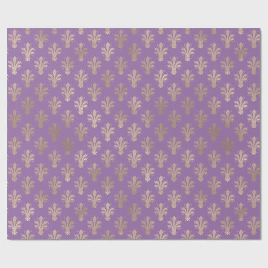Lux Gold Fleur de Lis en Amethyst Cadeaupapier (Vlak)