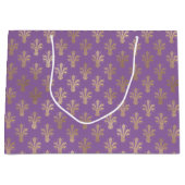 Lux Gold Fleur de Lis en Amethyst Large Gift Bag Groot Cadeauzakje (Voorkant)