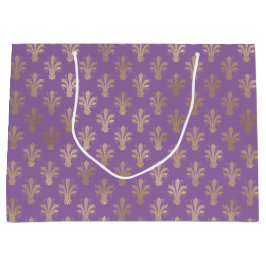 Lux Gold Fleur de Lis en Amethyst Large Gift Bag Groot Cadeauzakje