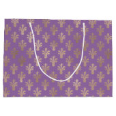 Lux Gold Fleur de Lis en Amethyst Large Gift Bag Groot Cadeauzakje (Achterkant)
