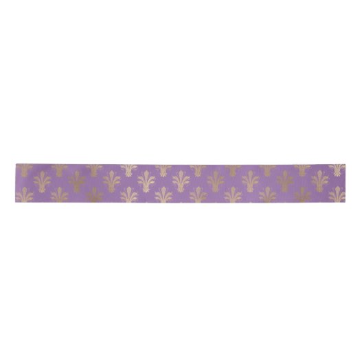 Lux Gold Fleur de Lis en Amethyst Satijnen Lint (Voorkant)
