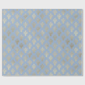 Lux Gold Fleur de Lis en Cerulean Blue Cadeaupapier (Vlak)