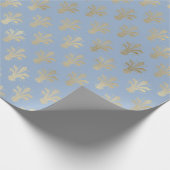 Lux Gold Fleur de Lis en Cerulean Blue Cadeaupapier (Hoek)