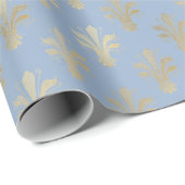 Lux Gold Fleur de Lis en Cerulean Blue Cadeaupapier (Rol Hoek)
