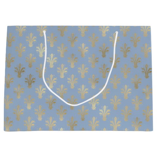 Lux Gold Fleur de Lis en Cerulean Blue Groot Cadeauzakje (Voorkant)