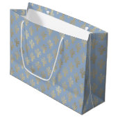 Lux Gold Fleur de Lis en Cerulean Blue Groot Cadeauzakje (Voorkant Gekanteld)