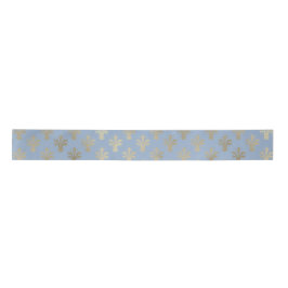 Lux Gold Fleur de Lis en Cerulean Blue Satijnen Lint