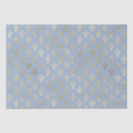Lux Gold Fleur de Lis en Cerulean Blue Tissuepapier