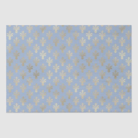 Lux Gold Fleur de Lis en Cerulean Blue Tissuepapier (Voorkant)