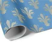 Lux Gold Fleur de Lis en French Blue Cadeaupapier (Rol Hoek)