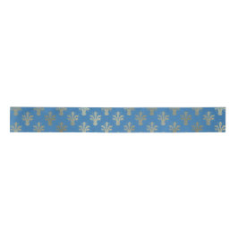 Lux Gold Fleur de Lis en French Blue Satijnen Lint