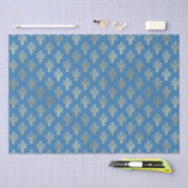 Lux Gold Fleur de Lis en French Blue Tissuepapier (Craft)