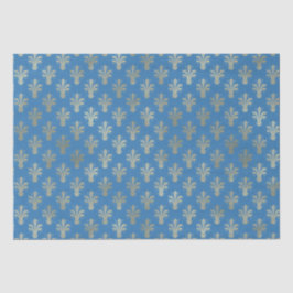 Lux Gold Fleur de Lis en French Blue Tissuepapier