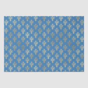 Lux Gold Fleur de Lis en French Blue Tissuepapier