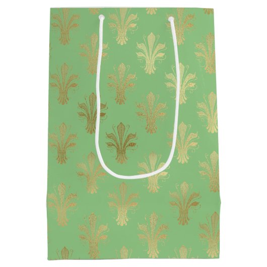 Lux Gold Fleur de Lis en Green Ash Medium Cadeauzakje (Achterkant)