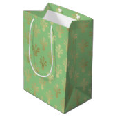 Lux Gold Fleur de Lis en Green Ash Medium Cadeauzakje (Achterkant Gekanteld)