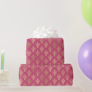 Lux Gold Fleur de Lis en Raspberry Sorbet  Cadeaupapier