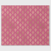 Lux Gold Fleur de Lis en Raspberry Sorbet Cadeaupapier (Vlak)