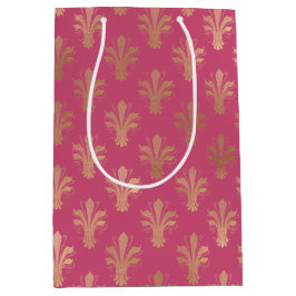 Lux Gold Fleur de Lis en Raspberry Sorbet Medium Cadeauzakje