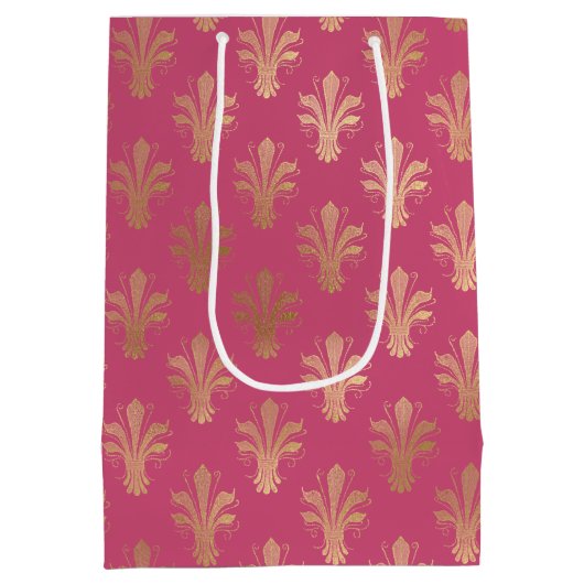 Lux Gold Fleur de Lis en Raspberry Sorbet Medium Cadeauzakje (Achterkant)