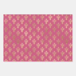 Lux Gold Fleur de Lis en Trendy 2021 Colors Inpakpapier Vel