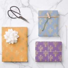 Lux Gold Fleur de Lis Mode Color Trio Inpakpapier Vel