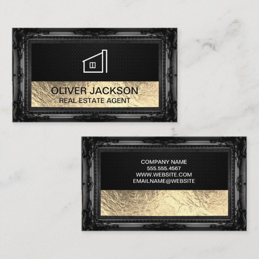 Lux Gold Foil Black Mesh | ANTIEK LIJST Visitekaartje (Voorkant / Achterkant)