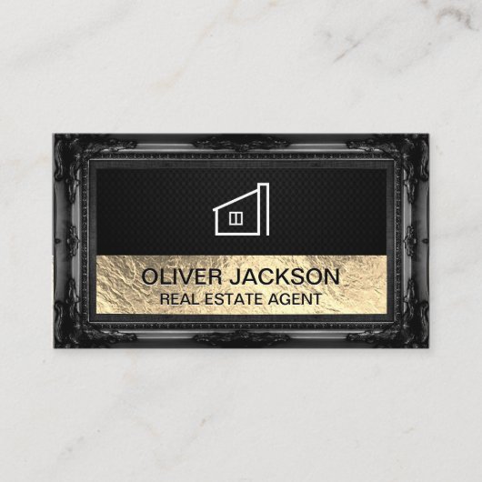 Lux Gold Foil Black Mesh | ANTIEK LIJST Visitekaartje (Voorkant)