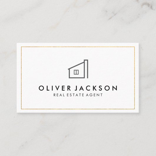 Lux Gold Folie Vastgoed Wit Grijs Visitekaartje (Voorkant)
