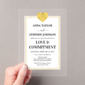 Lux Gold Heart Love & Commitment Ceremonie Acryl Uitnodigingen (Insitu (Draagbaar))