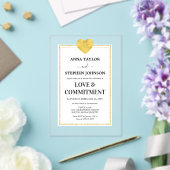 Lux Gold Heart Love & Commitment Ceremonie Acryl Uitnodigingen (Insitu (Huwelijk))
