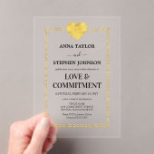 Lux Gold Heart Love & Commitment Ceremonie Acryl Uitnodigingen (Insitu (Draagbaar))