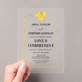 Lux Gold Heart Love & Commitment Ceremonie Acryl Uitnodigingen