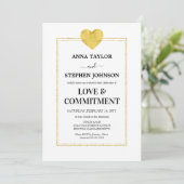 Lux Gold Heart Love & Commitment Ceremonie Kaart (Staand voorkant)