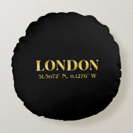 Lux Gold Londen breedtegraad & lengtegraad  Rond Kussen