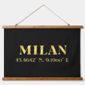Lux Gold Milaan Breedtegraad & Lengtegraad   Hangend Wandkleed (Voorkant)