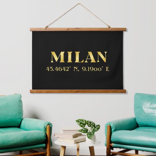Lux Gold Milaan Breedtegraad & Lengtegraad   Hangend Wandkleed (Woonkamer)