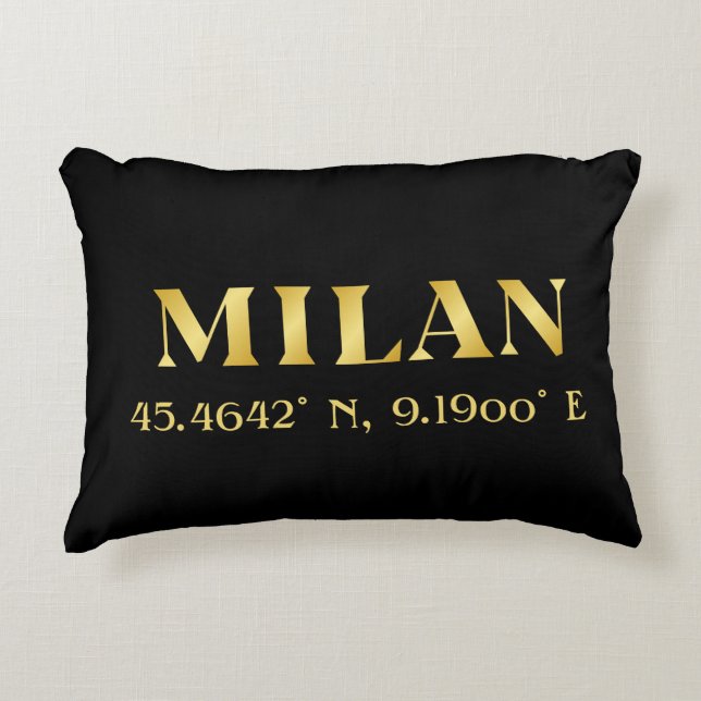 Lux Gold Milan Latitude & Longitude Black Accent Kussen (Voorkant)