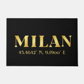 Lux Gold Milan Latitude & Longitude Black Deurmat (Voorkant)
