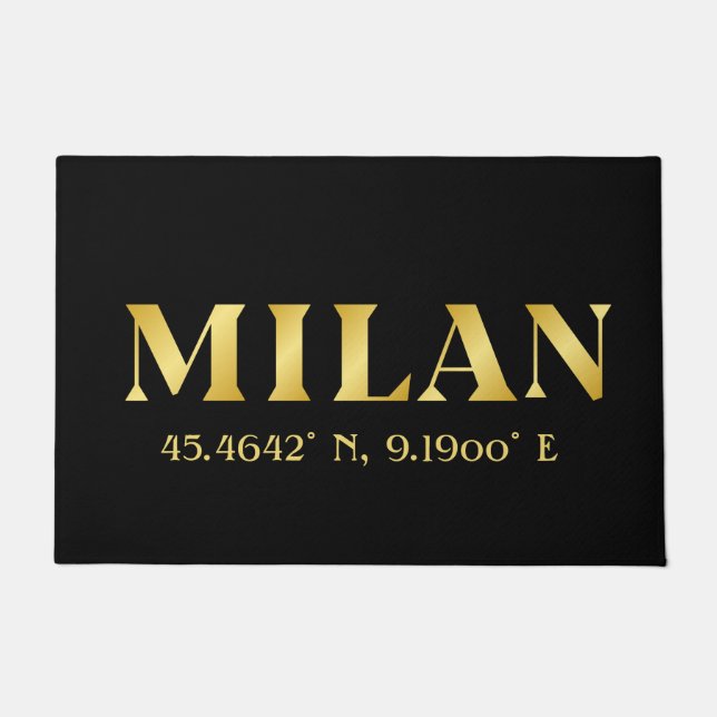 Lux Gold Milan Latitude & Longitude Black Deurmat (Voorkant)