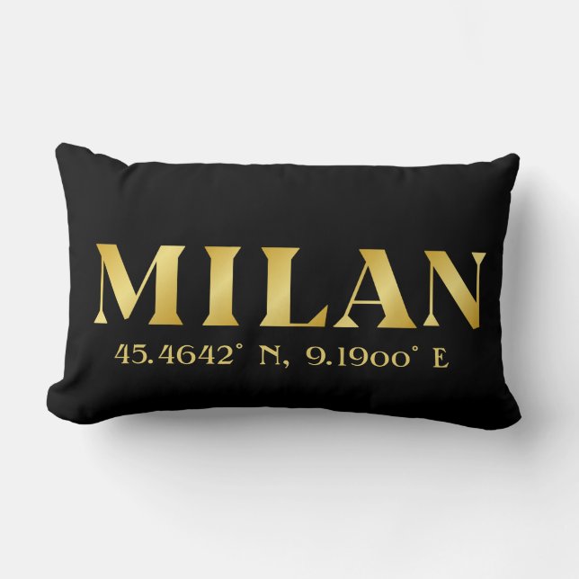 Lux Gold Milan Latitude & Longitude Black Kussen (Voorkant)