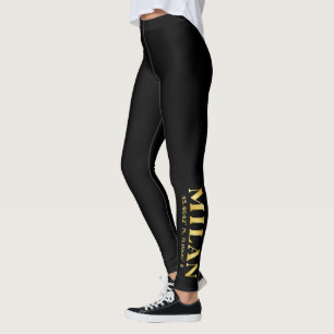 Lux Gold Milan Latitude & Longitude Black Leggings