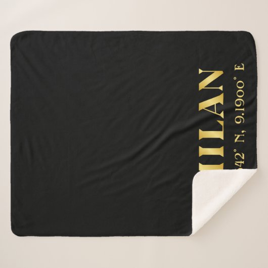 Lux Gold Milan Latitude & Longitude Black Sherpa Deken (Voorkant (horizontaal))