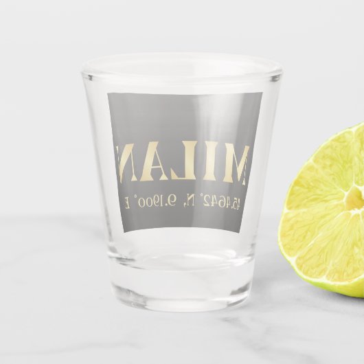 Lux Gold Milan Latitude & Longitude Black Shot Glas (Achterkant)