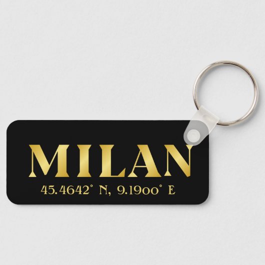 Lux Gold Milan Latitude & Longitude Black Sleutelhanger (Voorkant)