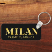 Lux Gold Milan Latitude & Longitude Black Sleutelhanger (Voorkant)