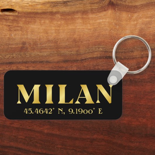 Lux Gold Milan Latitude & Longitude Black Sleutelhanger (Voorkant)